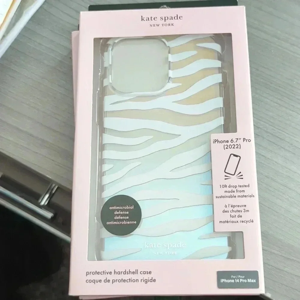 KATE Spade protective hardshell case iPhone 14 pro max- white zebra
